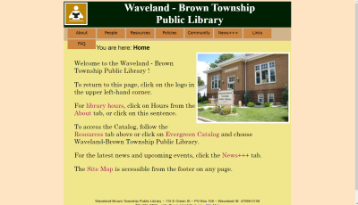 Waveland-Brown Township Public Library homepage